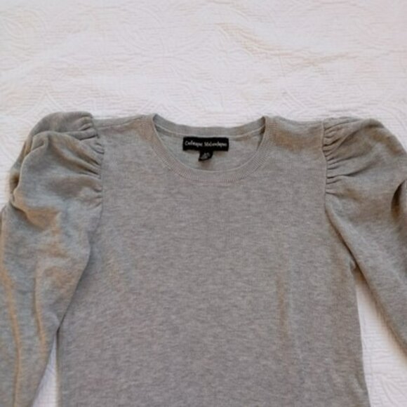 Set Gray Puff Sleeve Sweater & Ann Taylor LOFT Black Silk Cardigan Womens - Picture 7 of 16